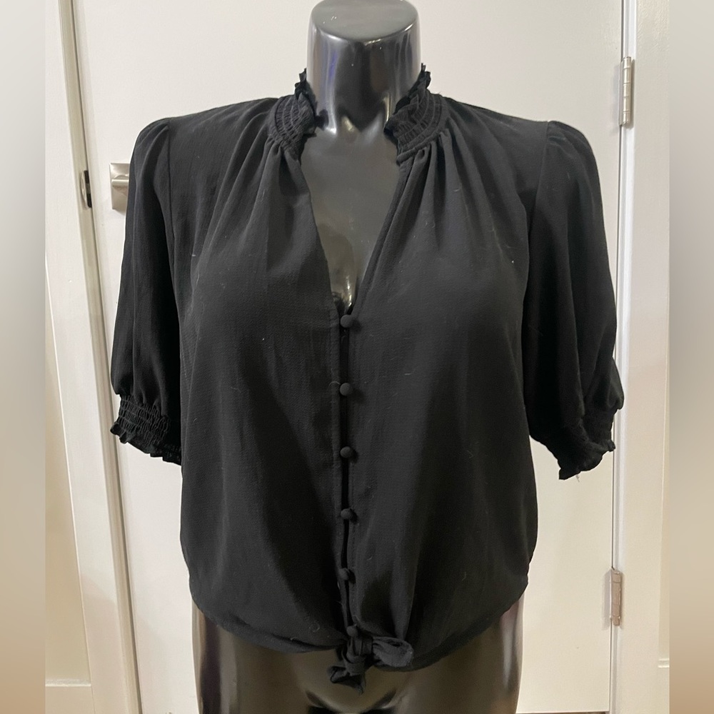 Black V-neck Blouse